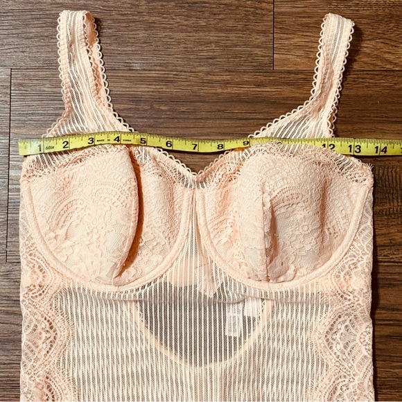 NWT Victoria’s Secret DREAM ANGELS Lace & Striped Mesh Sheer Teddy BODYSUIT 36D - Picture 5 of 10